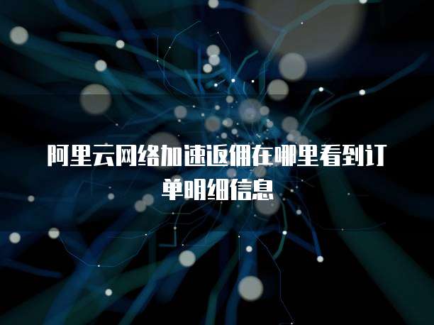 阿里云网络加速返佣在哪里看到订单明细信息
