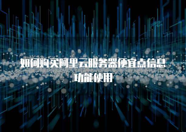 如何购买阿里云服务器便宜点信息功能使用