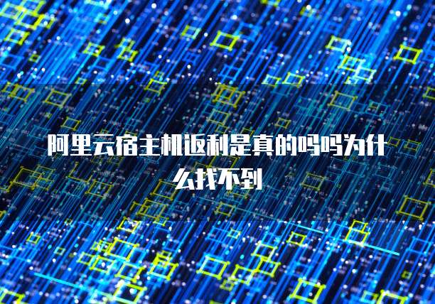 阿里云宿主机返利是真的吗吗为什么找不到