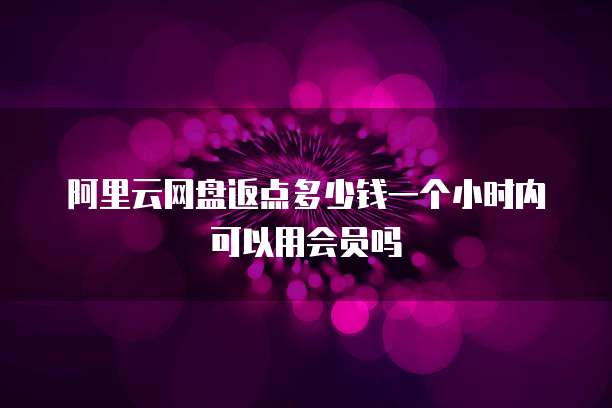 阿里云网盘返点多少钱一个小时内可以用会员吗