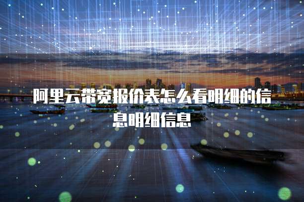 阿里云带宽报价表怎么看明细的信息明细信息