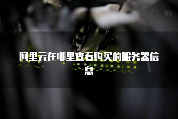 阿里云在哪里查看购买的服务器信息