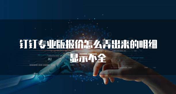 钉钉专业版报价怎么弄出来的明细显示不全