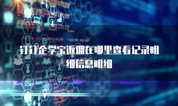 钉钉企学宝返佣在哪里查看记录明细信息明细