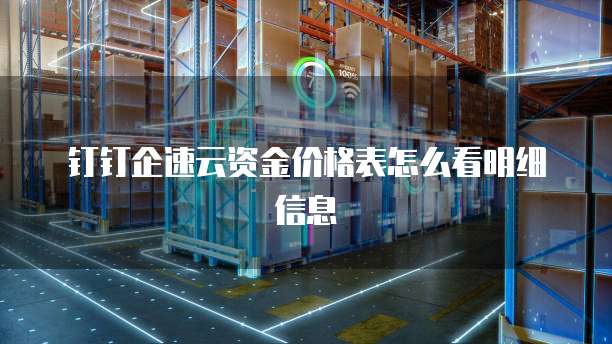 钉钉企速云资金价格表怎么看明细信息
