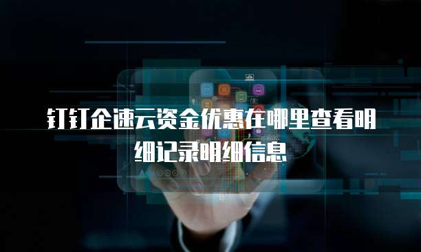 钉钉企速云资金优惠在哪里查看明细记录明细信息
