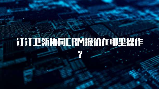 钉钉卫瓴协同CRM报价在哪里操作?