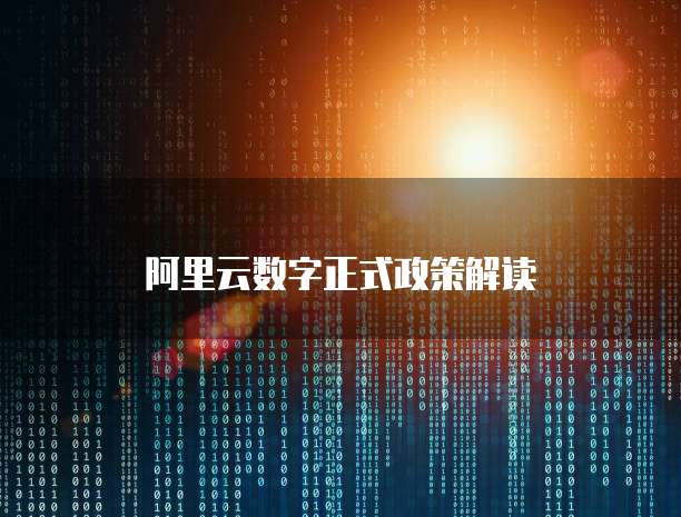 阿里云数字正式政策解读