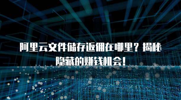 阿里云文件储存返佣在哪里?揭秘隐藏的赚钱机会!