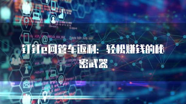 钉钉e网管车返利:轻松赚钱的秘密武器