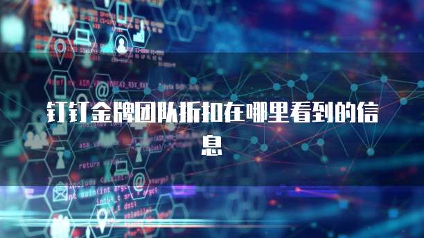 钉钉金牌团队折扣在哪里看到的信息
