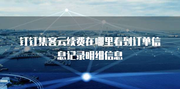 钉钉集客云续费在哪里看到订单信息记录明细信息