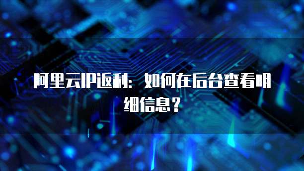 阿里云IP返利:如何在后台查看明细信息?