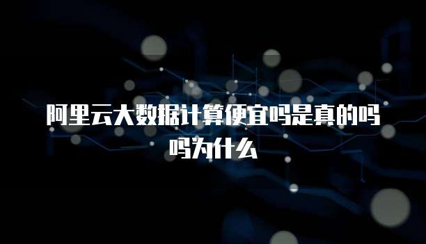 阿里云大数据计算便宜吗是真的吗吗为什么