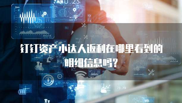 钉钉资产小达人返利在哪里看到的明细信息吗?