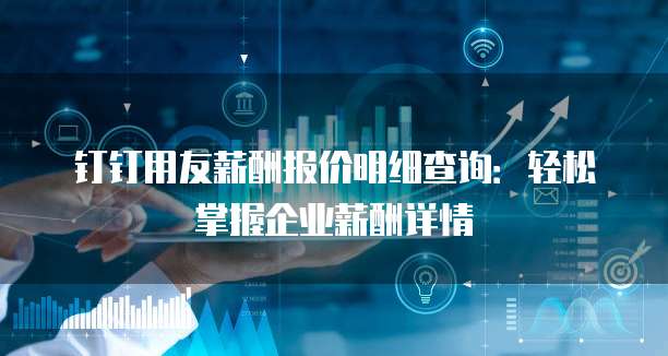 钉钉用友薪酬报价明细查询：轻松掌握企业薪酬详情