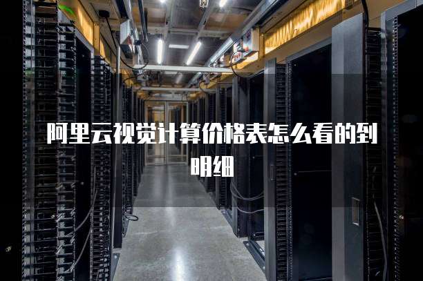 阿里云视觉计算价格表怎么看的到明细