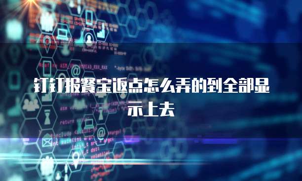 钉钉报餐宝返点怎么弄的到全部显示上去