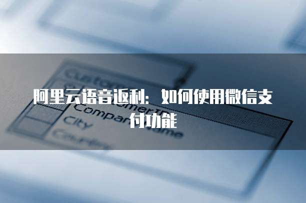 阿里云语音返利:如何使用微信支付功能