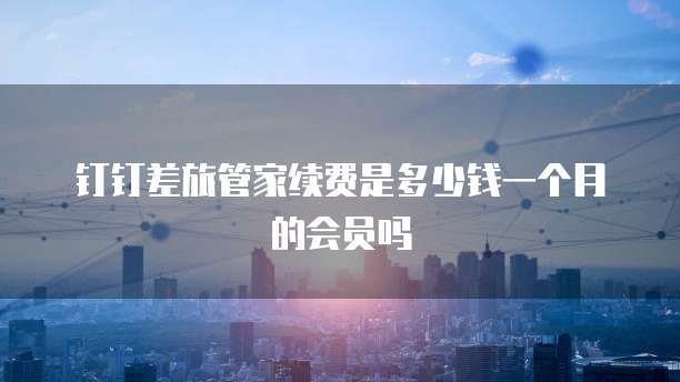 钉钉差旅管家续费是多少钱一个月的会员吗