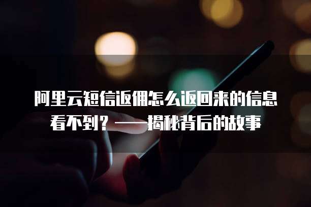 阿里云短信返佣怎么返回来的信息看不到?——揭秘背后的故事