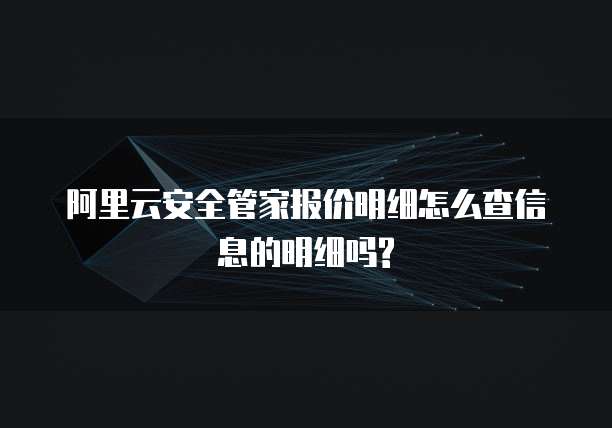 阿里云安全管家报价明细怎么查信息的明细吗?
