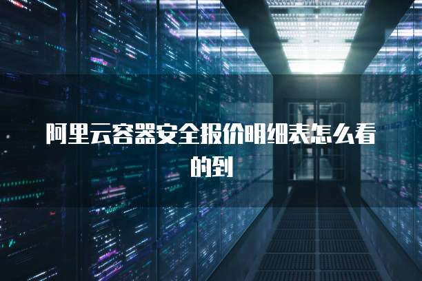 阿里云容器安全报价明细表怎么看的到