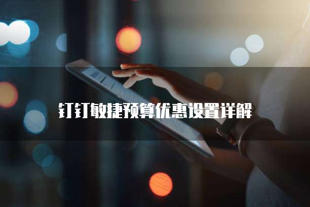 钉钉敏捷预算优惠设置详解
