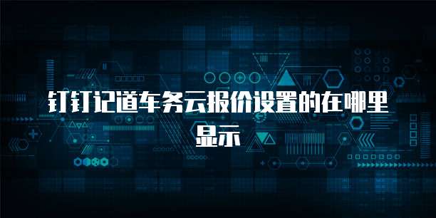 钉钉记道车务云报价设置的在哪里显示