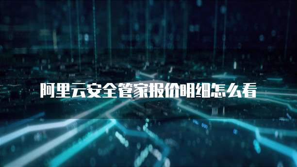 阿里云安全管家报价明细怎么看