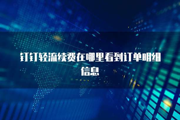 钉钉轻流续费在哪里看到订单明细信息