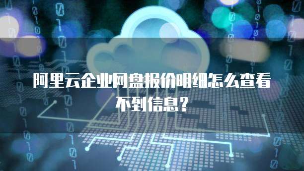 阿里云企业网盘报价明细怎么查看不到信息?