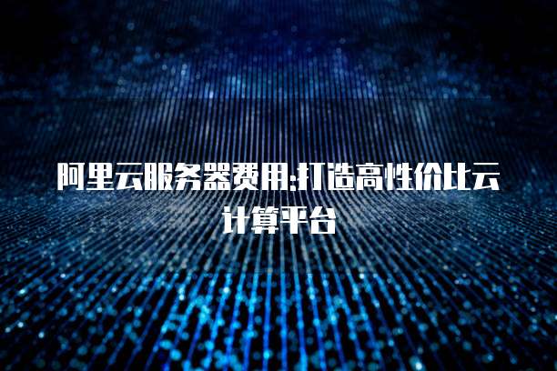 阿里云服务器费用:打造高性价比云计算平台