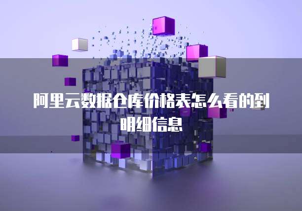 阿里云数据仓库价格表怎么看的到明细信息