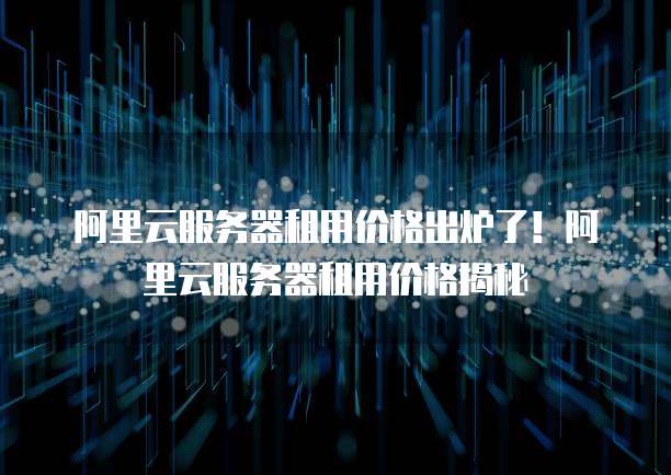 阿里云服务器租用价格出炉了!阿里云服务器租用价格揭秘