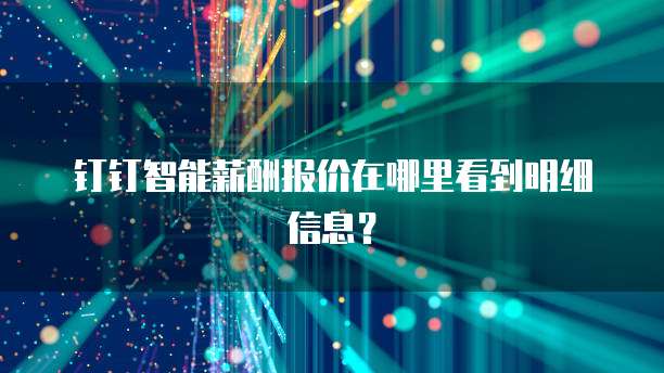 钉钉智能薪酬报价在哪里看到明细信息？