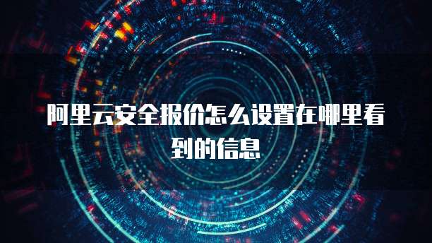 阿里云安全报价怎么设置在哪里看到的信息