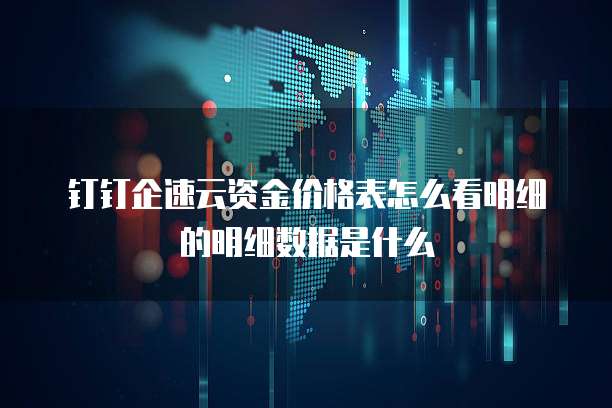 钉钉企速云资金价格表怎么看明细的明细数据是什么