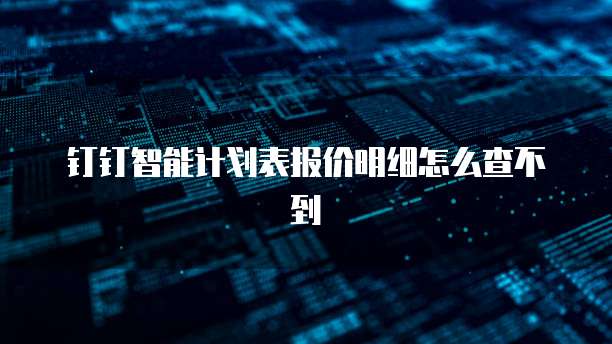 钉钉智能计划表报价明细怎么查不到