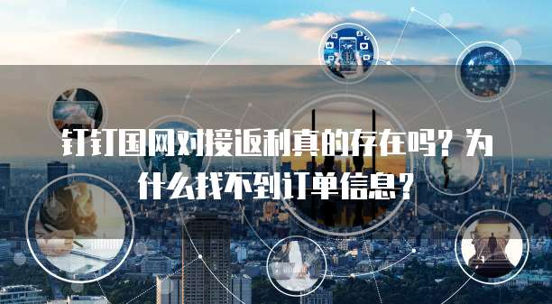钉钉国网对接返利真的存在吗?为什么找不到订单信息?
