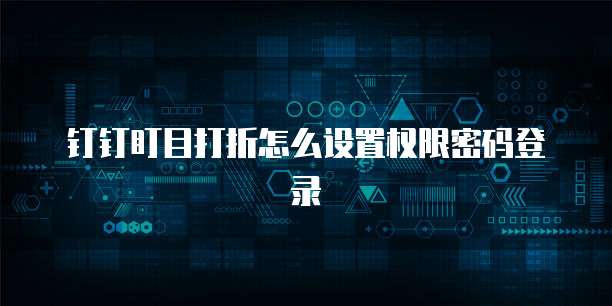 钉钉盯目打折怎么设置权限密码登录