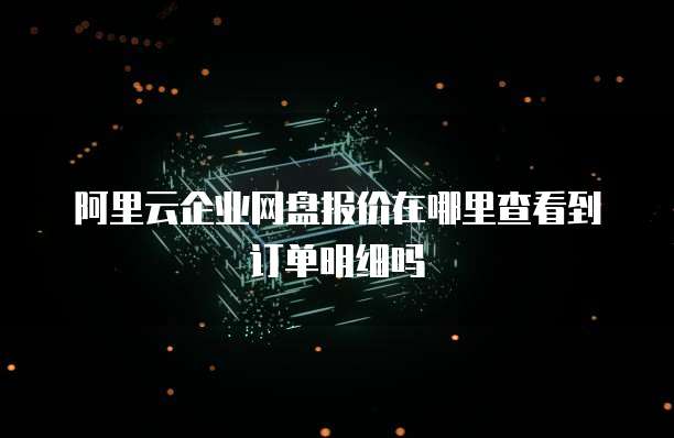 阿里云企业网盘报价在哪里查看到订单明细吗