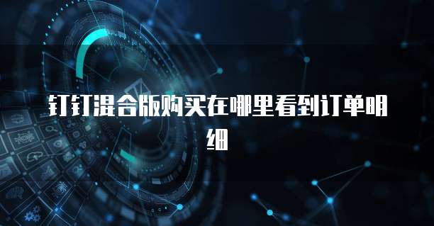 钉钉混合版购买在哪里看到订单明细