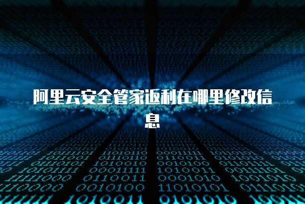 阿里云安全管家返利在哪里修改信息