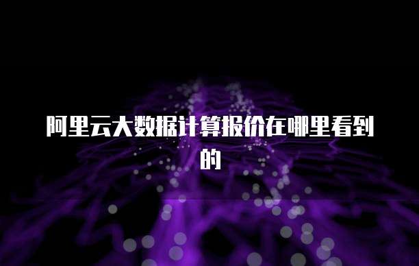 阿里云大数据计算报价在哪里看到的
