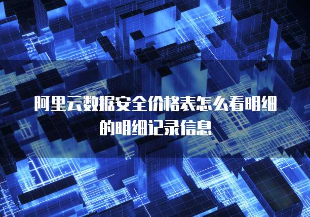 阿里云数据安全价格表怎么看明细的明细记录信息
