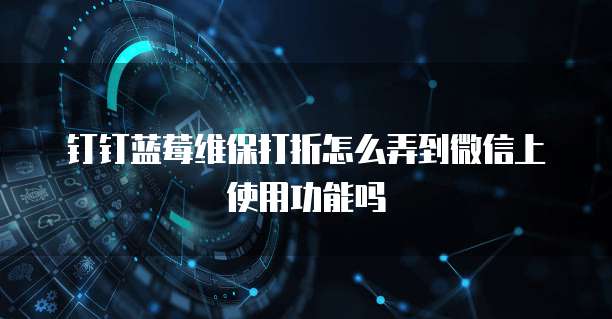 钉钉蓝莓维保打折怎么弄到微信上使用功能吗
