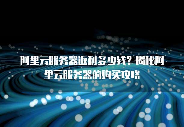 阿里云服务器返利多少钱?揭秘阿里云服务器的购买攻略
