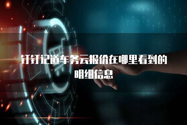 钉钉记道车务云报价在哪里看到的明细信息