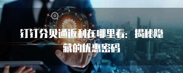 钉钉分贝通返利在哪里看:揭秘隐藏的优惠密码